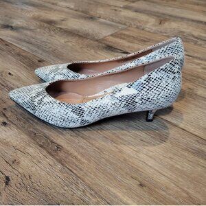 Vionic Josie Women's Size 8 Snake Print Kitten Heel Pumps Leather Black White